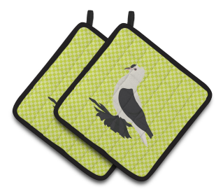 Bird on Pair of Pot Holders (Breed: Saxon Fairy Swallow Pigeon)