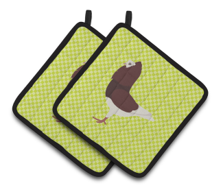 Bird on Pair of Pot Holders (Breed: Capuchin Red Pigeon)