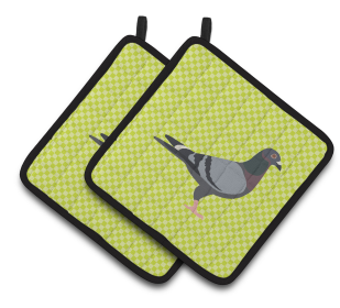 Bird on Pair of Pot Holders (Breed: Racing Pigeon)