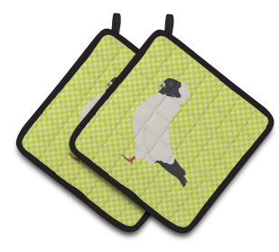Bird on Pair of Pot Holders (Breed: Nun Pigeon)