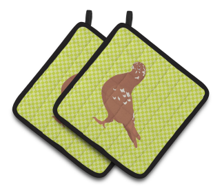 Bird on Pair of Pot Holders (Breed: African Owl Pigeon)