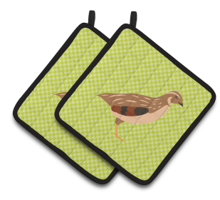 Bird on Pair of Pot Holders (Breed: Golden Phoenix Quail)