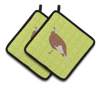 Bird on Pair of Pot Holders (Breed: Jersey Buff Turkey Hen)
