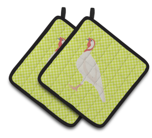Bird on Pair of Pot Holders (Breed: Beltsville Small White Turkey Hen)