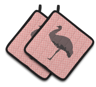 Emu Bird on Pair of Pot Holders (Breed: Emu)