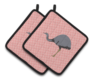 Rhea Bird on Pair of Pot Holders (Breed: Rhea)