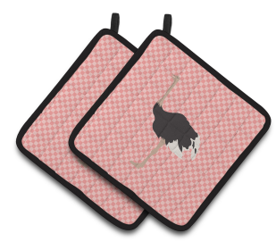 Common Ostrich Bird on Pair of Pot Holders (Breed: Common Ostrich)