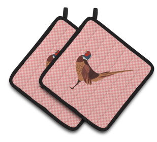 Ring-necked Common Pheasant Bird on Pair of Pot Holders (Breed: Ring-necked Common Pheasant)