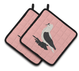 Saxon Fairy Swallow Pigeon Bird on Pair of Pot Holders (Breed: Saxon Fairy Swallow Pigeon)