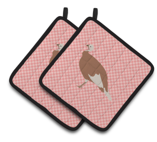 Jersey Buff Turkey Hen Bird on Pair of Pot Holders (Breed: Jersey Buff Turkey Hen)