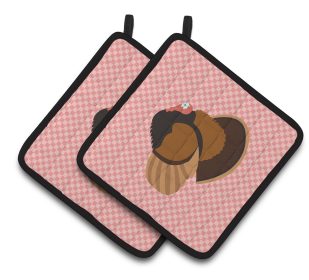 Bronze Turkey Bird on Pair of Pot Holders (Breed: Bronze Turkey)