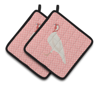 Beltsville Small White Turkey Hen Bird on Pair of Pot Holders (Breed: Beltsville Small White Turkey Hen)