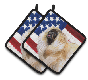 Dog Art Seasonal Pair of Pot Holders (Dog Breed: Pekingese)