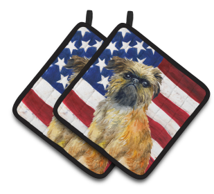Dog Art Seasonal Pair of Pot Holders (Dog Breed: Brussels Griffon)