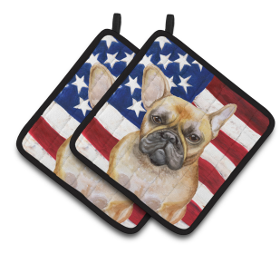 Dog Art Seasonal Pair of Pot Holders (Dog Breed: French Bulldog)