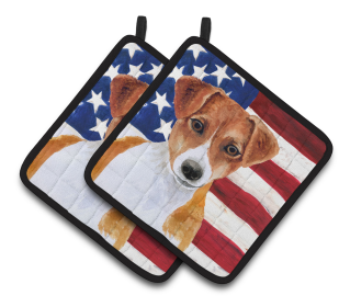 Dog Art Seasonal Pair of Pot Holders (Dog Breed: Jack Russell Terrier)