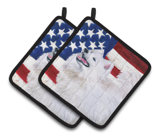 Dog Art Seasonal Pair of Pot Holders (Dog Breed: Samoyed)