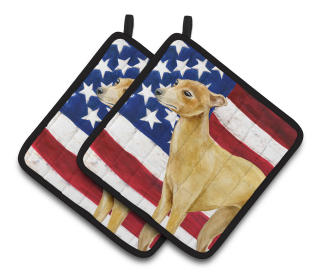 Dog Art Seasonal Pair of Pot Holders (Dog Breed: Italian Greyhound)