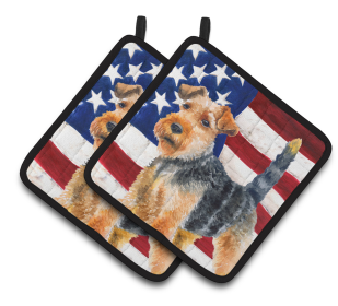 Dog Art Seasonal Pair of Pot Holders (Dog Breed: Welsh Terrier)