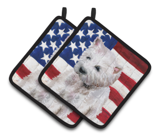 Dog Art Seasonal Pair of Pot Holders (Dog Breed: West Highland White Terrier)