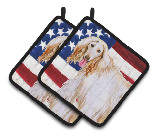 Dog Art Seasonal Pair of Pot Holders (Dog Breed: Afghan Hound)