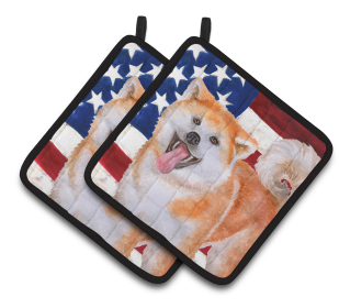 Dog Art Seasonal Pair of Pot Holders (Dog Breed: Akita)