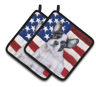 Dog Art Seasonal Pair of Pot Holders (Dog Breed: French Bulldog - Black and White)