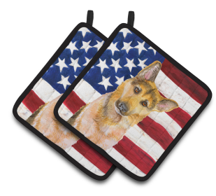 Dog Art Seasonal Pair of Pot Holders (Dog Breed: German Shepherd #2)
