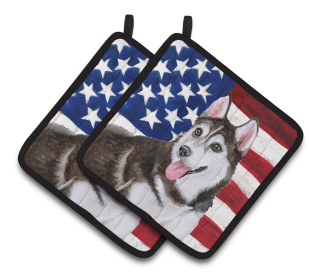 Dog Art Seasonal Pair of Pot Holders (Dog Breed: Siberian Husky #2)