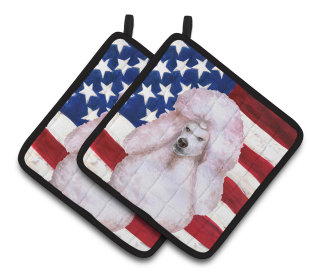 Dog Art Seasonal Pair of Pot Holders (Dog Breed: Poodle - White Standard)