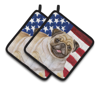 Dog Art Seasonal Pair of Pot Holders (Dog Breed: Pug)