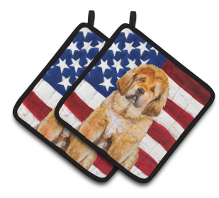 Dog Art Seasonal Pair of Pot Holders (Dog Breed: Mastiff - Tibetan)