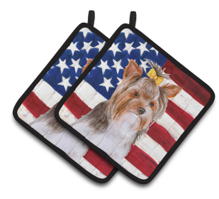 Dog Art Seasonal Pair of Pot Holders (Dog Breed: Yorkshire Terrier #2)