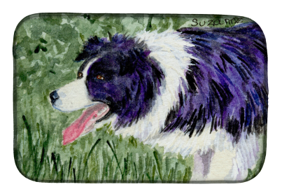 Border Collie Dish Drying Mat (Breed: Border Collie 2)