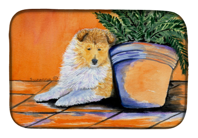 Sheltie Dish Drying Mat (Breed: Sheltie/Shetland Sheepdog 2)