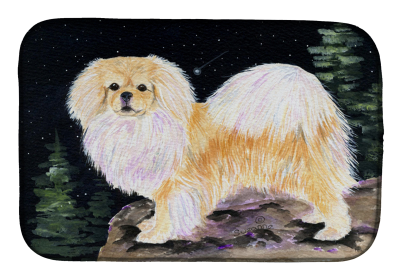 Starry Night Tibetan Spaniel Dish Drying Mat (Breed: Tibetan Spaniel)