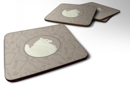 Dog Silhouette Foam Coaster Set of 4 (Dog Breed: Spitz)