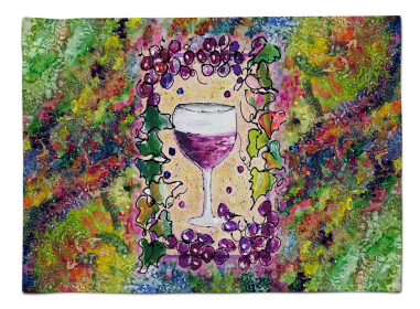 Wine Fabric Placemat (Color: Red Wine Glass, size: 15.5 x 12)