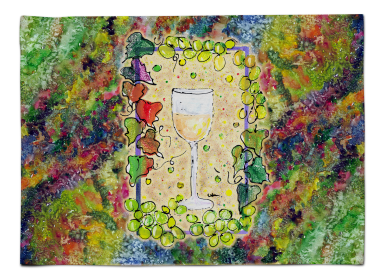 Wine Fabric Placemat (Color: White Wine, size: 15.5 x 12)