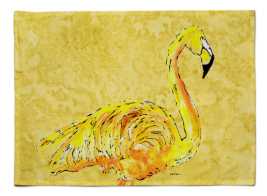 Flamingo on Yellow Fabric Placemat (Color: Flamingo on Yellow, size: 15.5 x 12)