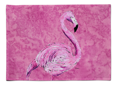 Flamingo on Yellow Fabric Placemat (Color: Flamingo on Pink, size: 15.5 x 12)