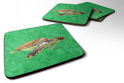 Turtle Foam Coaster (Color: Loggerhead Turtle on Green, size: 3.5 x 3.5)