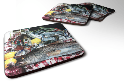 Fish/Sealife Foam Coaster (Color: Fish and Beers from New Orleans, size: 3.5 x 3.5)