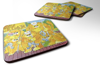 Fish/Sealife Foam Coaster (Color: Tabby Fishing, size: 3.5 x 3.5)