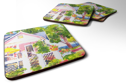 Houses Foam Coaster (Color: white Cottage, size: 3.5 x 3.5)