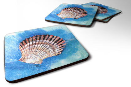 Shells Foam Coaster (Color: Scallop Sea Shell, size: 3.5 x 3.5)