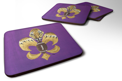 Tiger Foam Coaster (Color: Football Fleur de lis 2, size: 3.5 x 3.5)