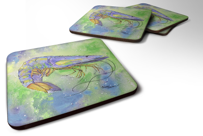 Shrimp Foam Coaster (Color: Shrimp Blues and Greens, size: 3.5 x 3.5)