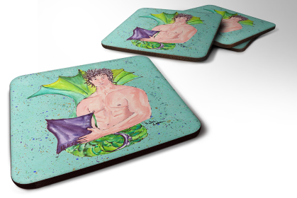 Merman Foam Coaster (Color: Black Headed Merman, size: 3.5 x 3.5)