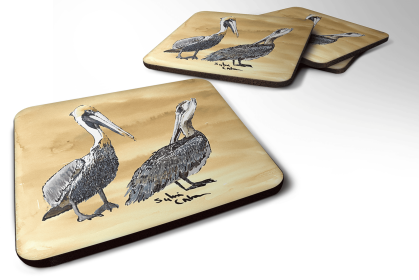 Bird - Foam Coaster (Color: Birds/Bird - Pelican 6, size: 3.5 x 3.5)